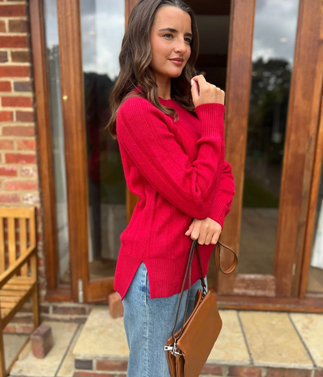 Red Wide Ribbed Jumper - Image 7