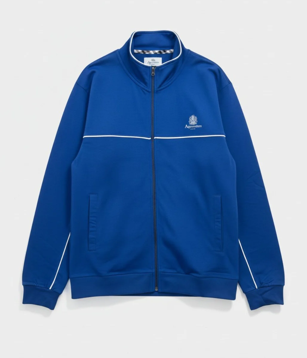 Royal Blue Aquascutum Active Piping Mock Neck Track Top