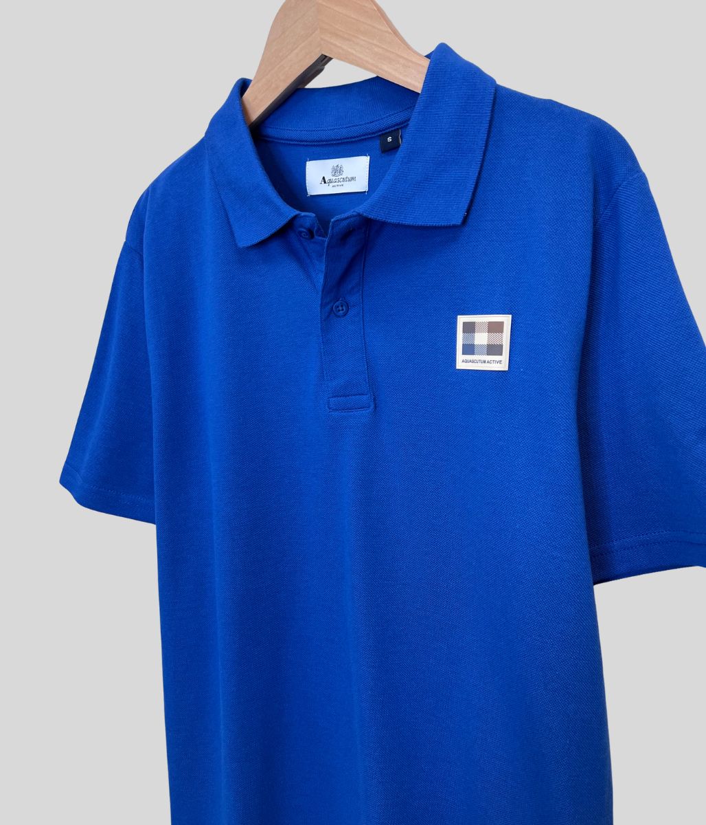Royal Blue Aquascutum Mens Pique Polo Shirt - Image 2