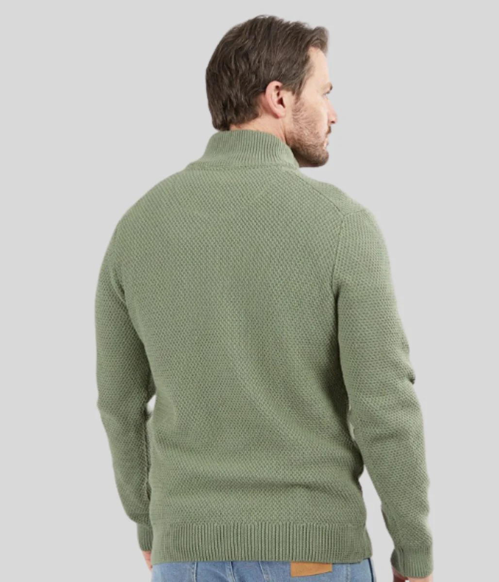 Sage Green Ashgrove 1/4 Zip Jumper - Image 2