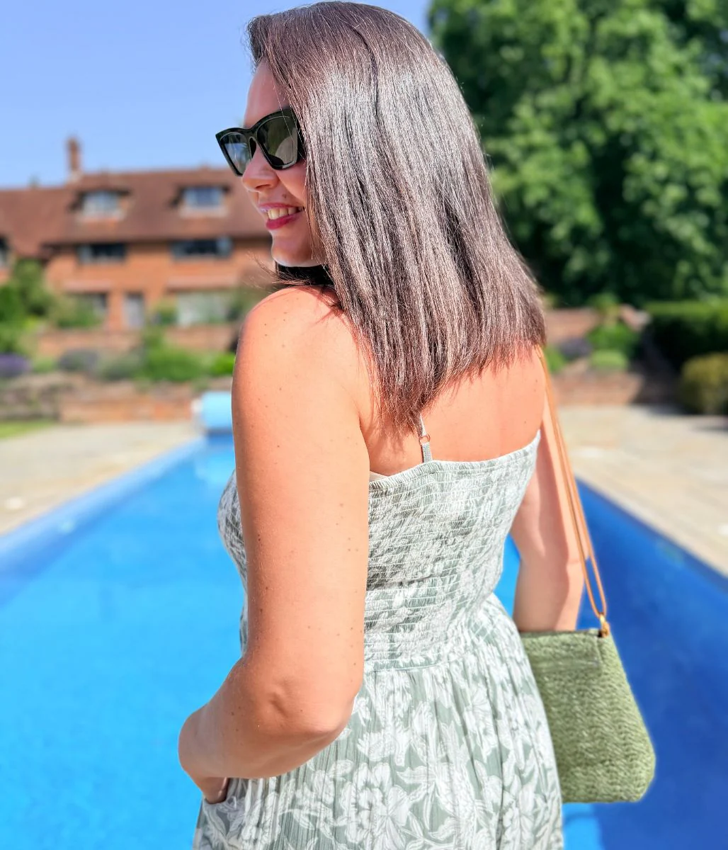 Sage Green Shirred Strappy Jumpsuit - Image 8