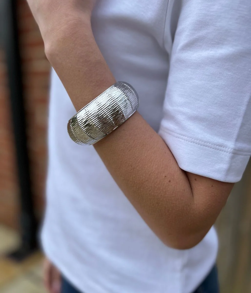 Silver Basket Weave Hinged Bracelet - Image 3