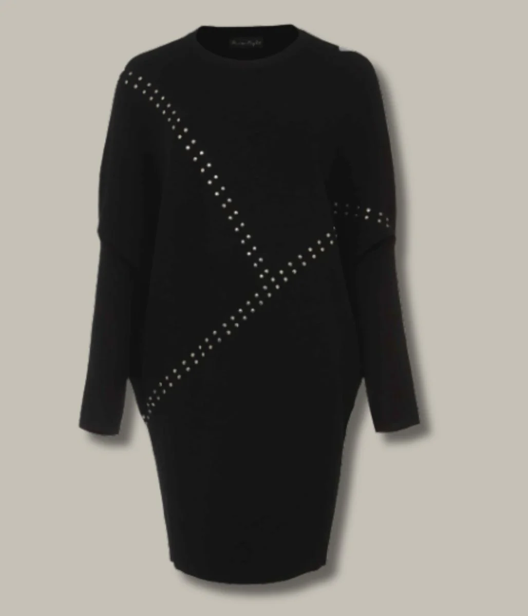 Susanne Studded Black Jumper Dress - Image 6