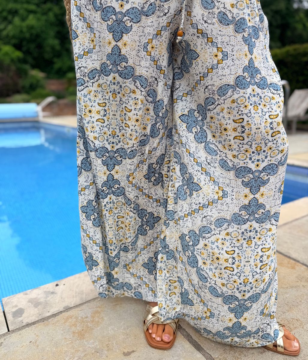 Tangier Blue Shirred Jumpsuit - Image 7
