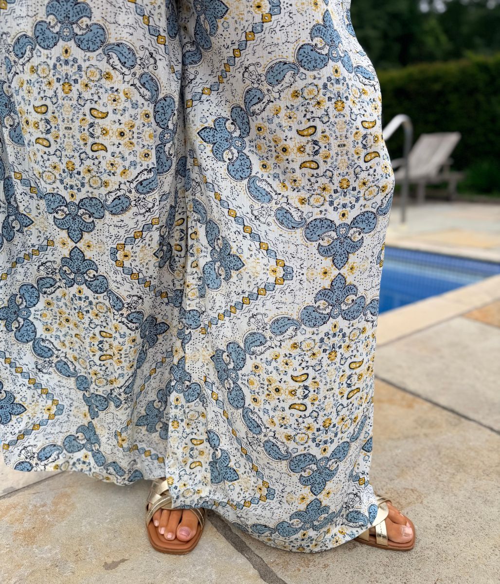 Tangier Blue Shirred Jumpsuit - Image 9