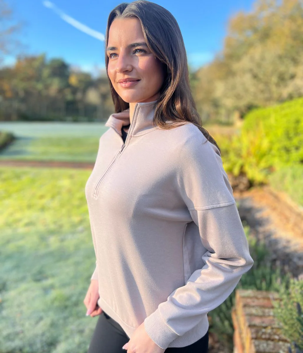 Taupe 1/2 Zip Sweatshirt - Image 7