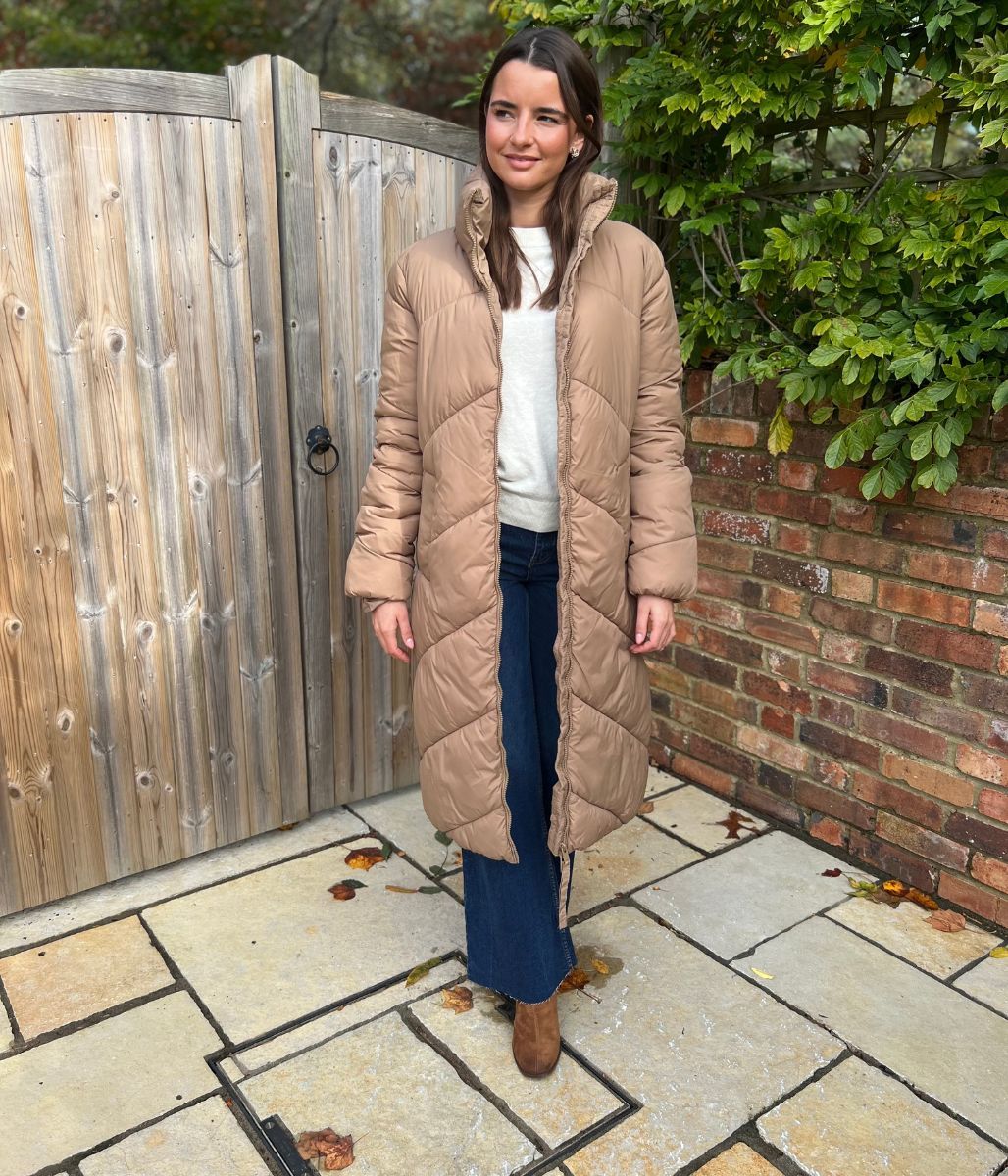 Taupe Bybomina Long Padded Puffer Coat - Image 4