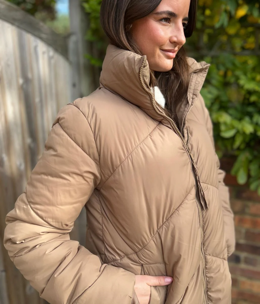 Taupe Bybomina Long Padded Puffer Coat - Image 5