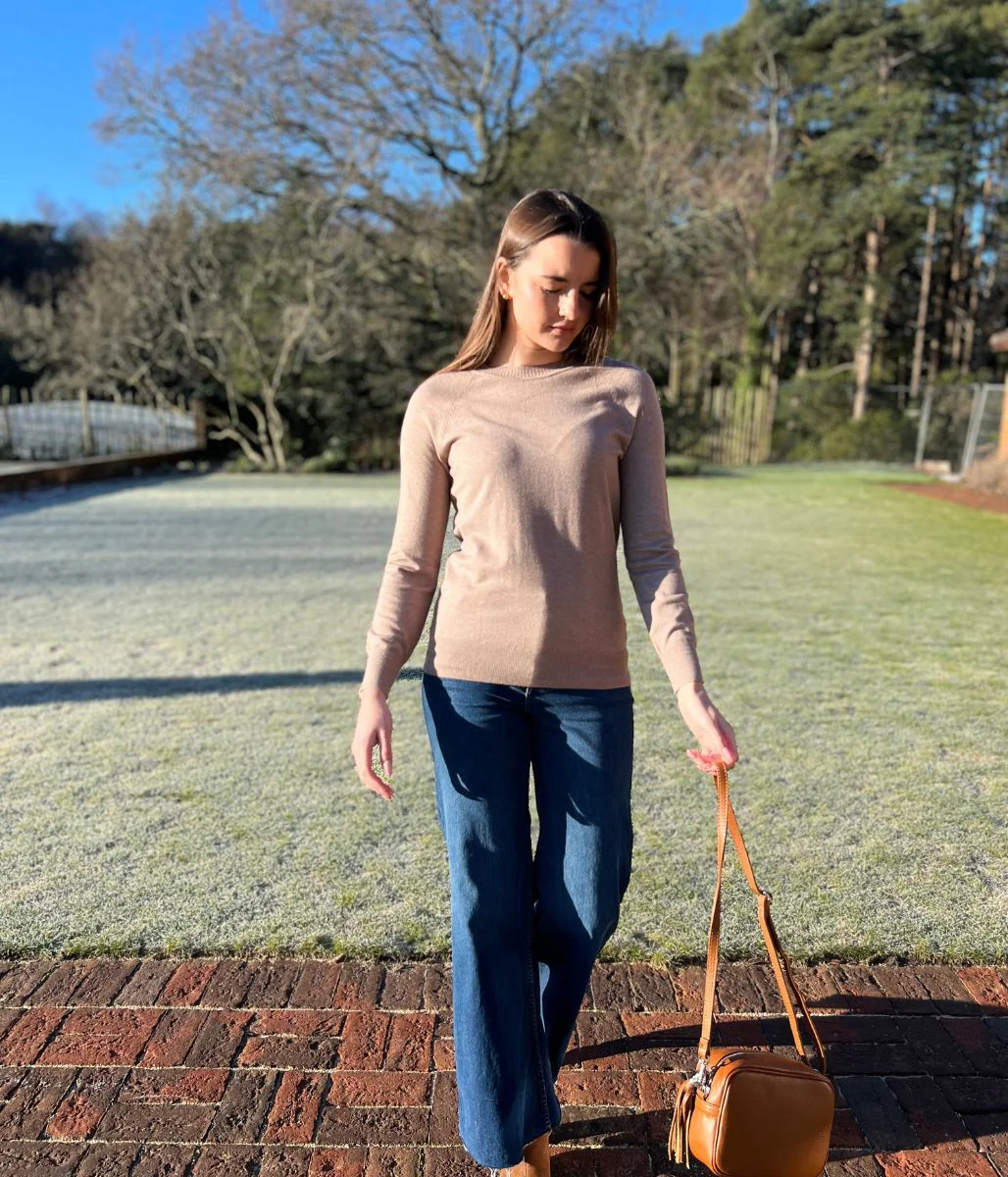 Light Camel Soft Crew Neck Jumper - Image 3