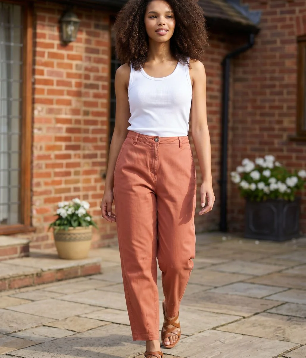 Terracotta Linen Blend Trousers