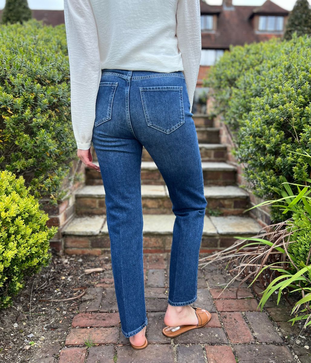 Vintage Wash Denim Straight Leg High Rise Jeans - Image 8