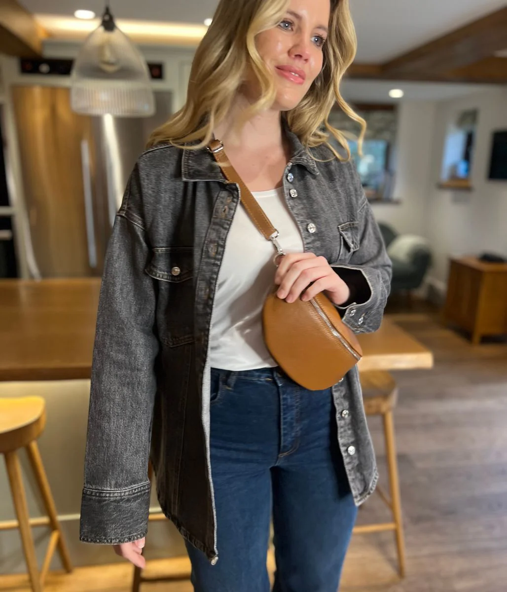 Washed Black Oversized Denim Shirt - Image 5