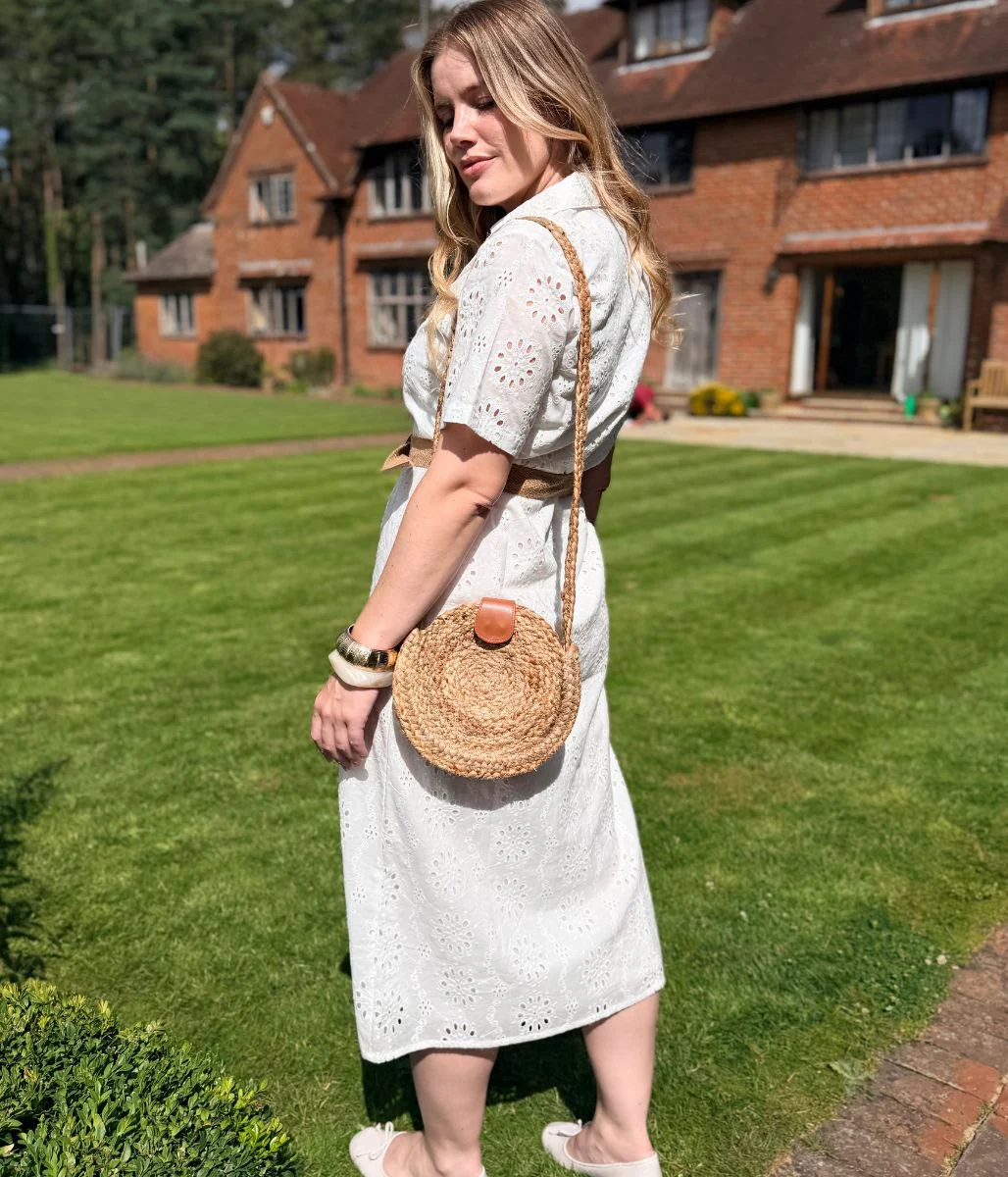 White Belted Broderie Anglaise Shirt Dress - Image 7