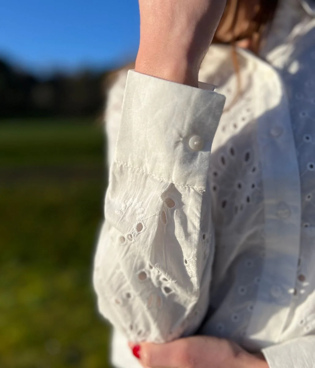 White Broiderie Anglaise Cotton Shirt - Image 8