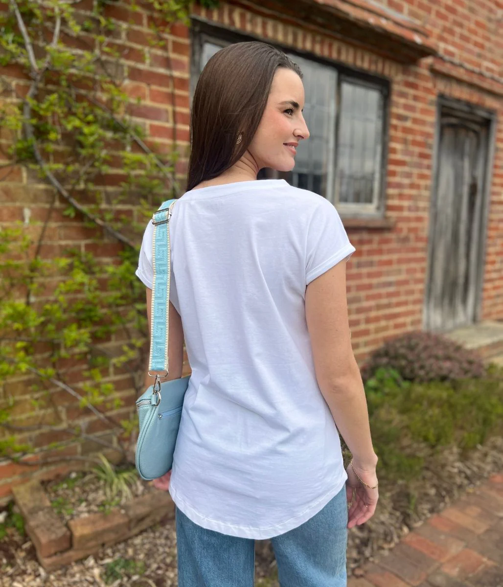 White Cap Sleeve Cotton T Shirt - Image 5