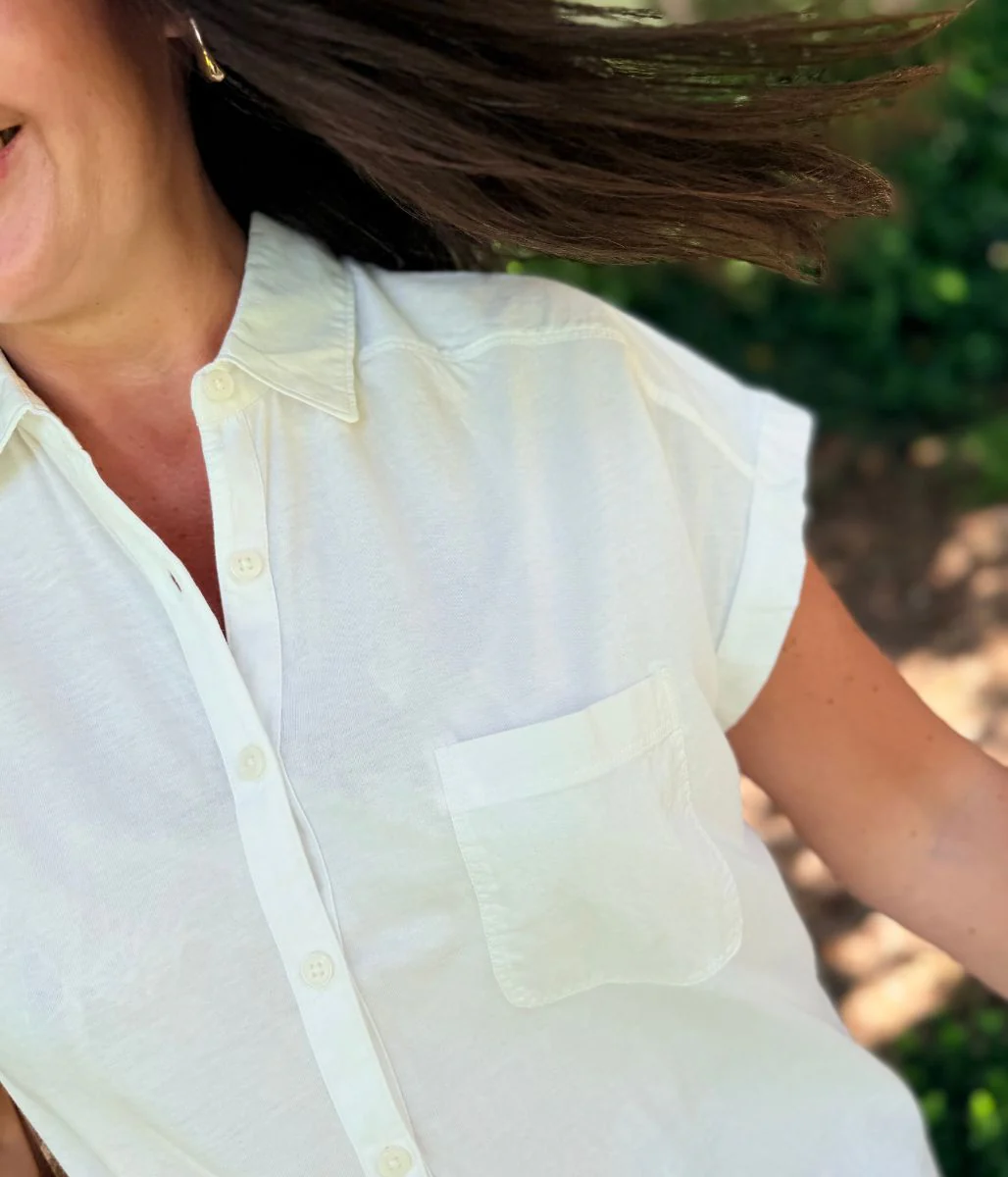 White Cap Sleeve Shirt - Image 4
