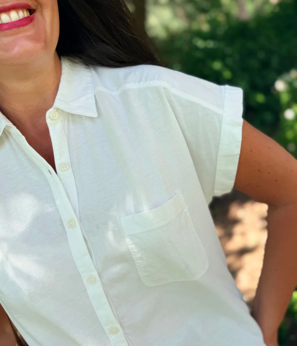 White Cap Sleeve Shirt - Image 7