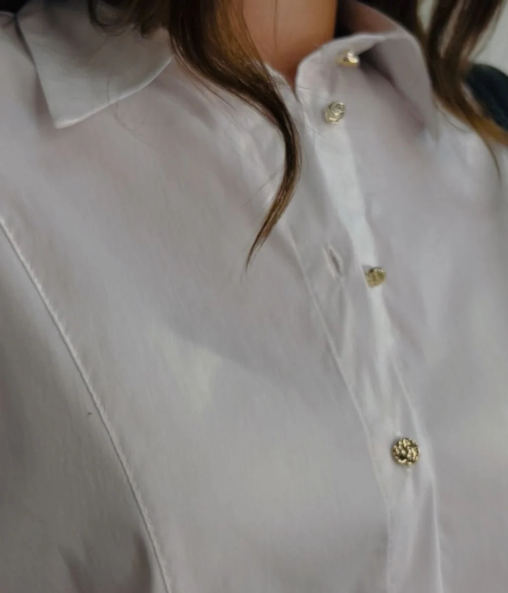 White Paneled Shirt Cotton Rich - Image 10