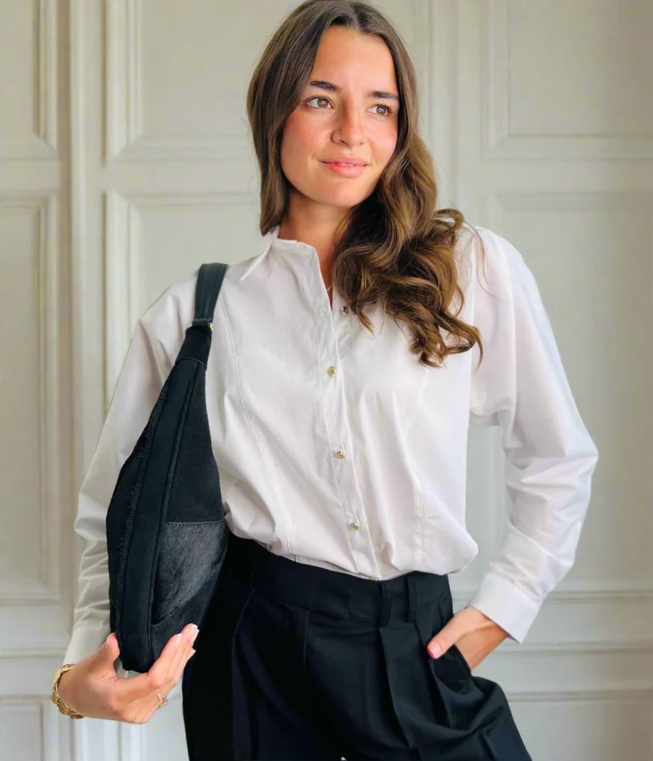 White Paneled Shirt Cotton Rich - Image 3