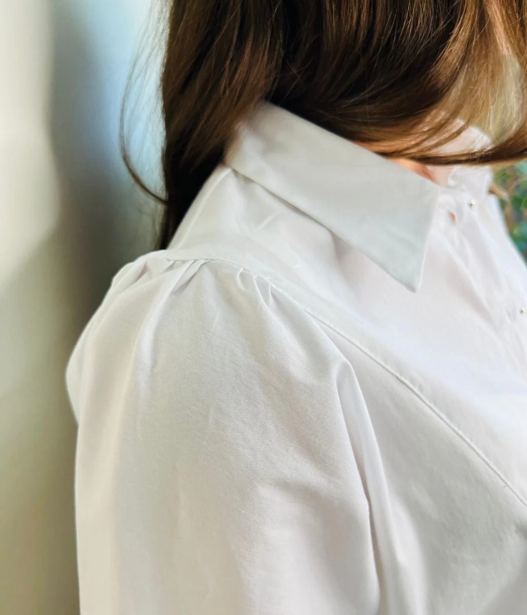 White Paneled Shirt Cotton Rich - Image 7