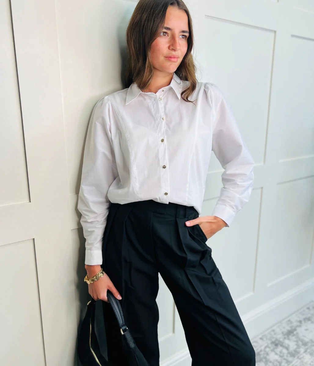 White Paneled Shirt Cotton Rich - Image 8