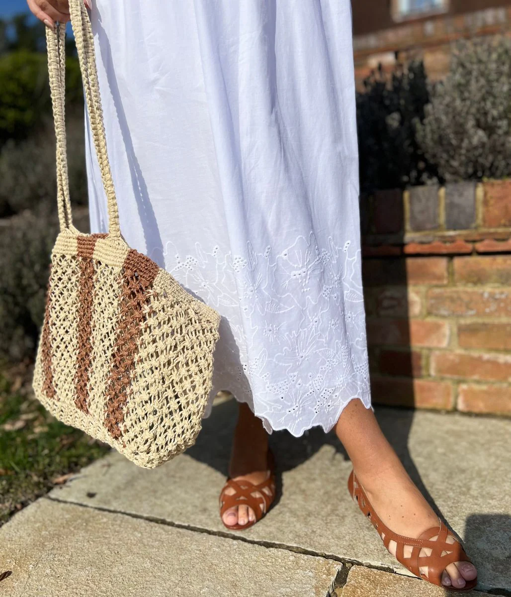 White Embroidered Contrast Dress - Image 4