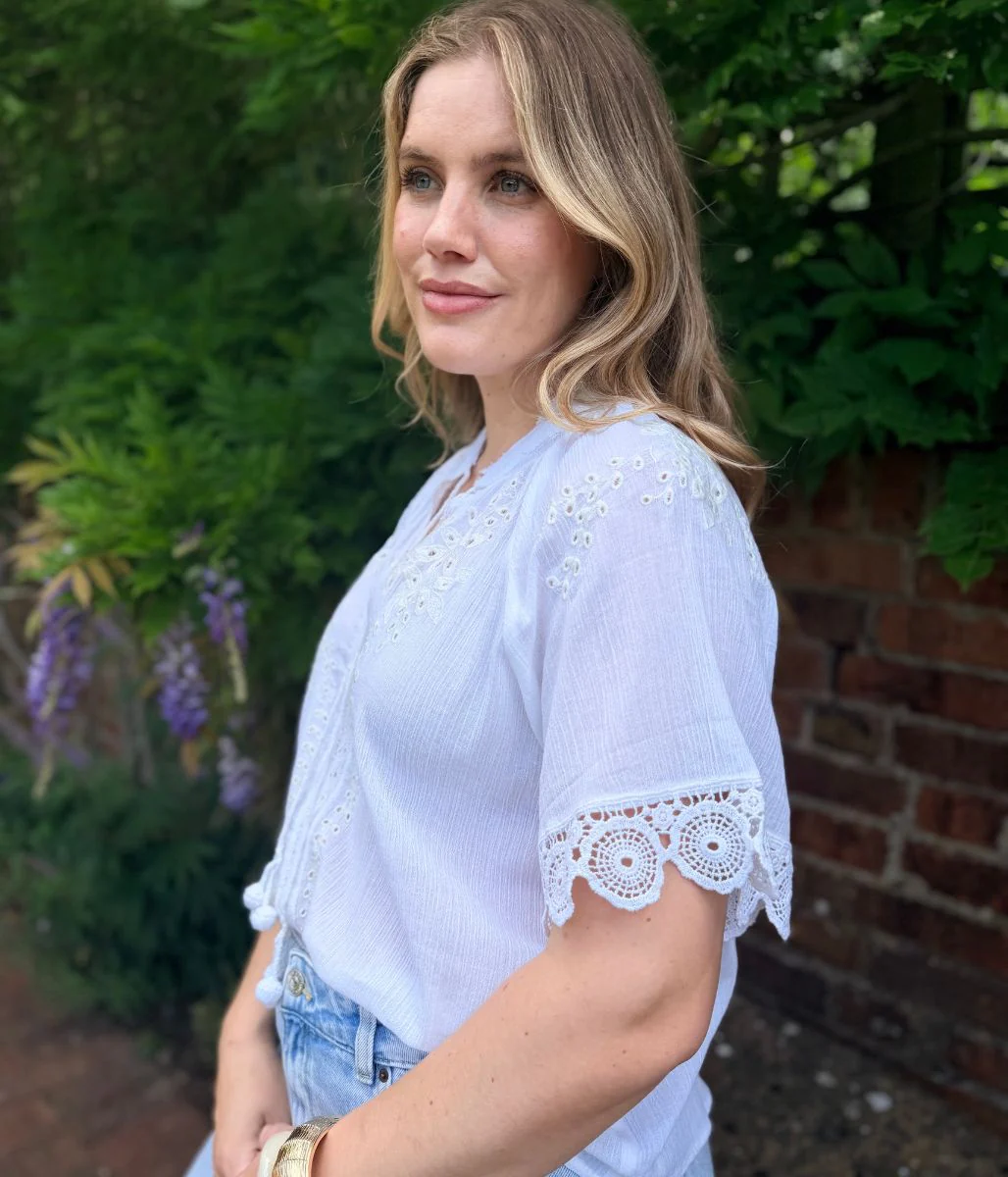 White Embroidered Tassel Top - Image 4