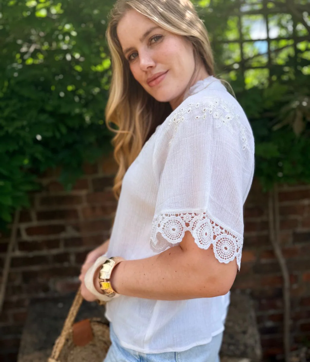 White Embroidered Tassel Top - Image 7