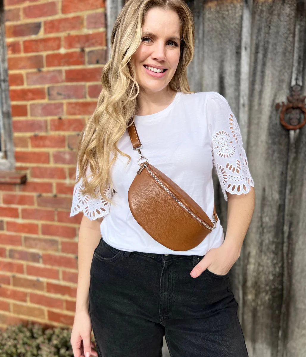 White Anglais Detail Sleeve Cotton Top - Image 11
