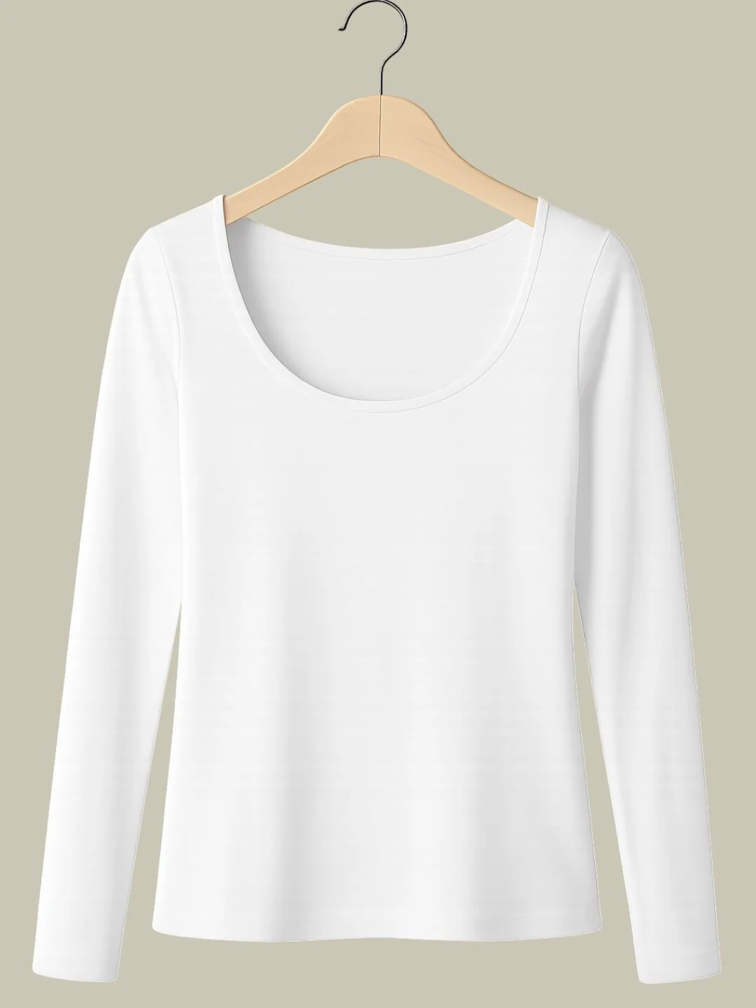 White Jersey Cotton Rich Soft Scoop Neck Top - Image 2