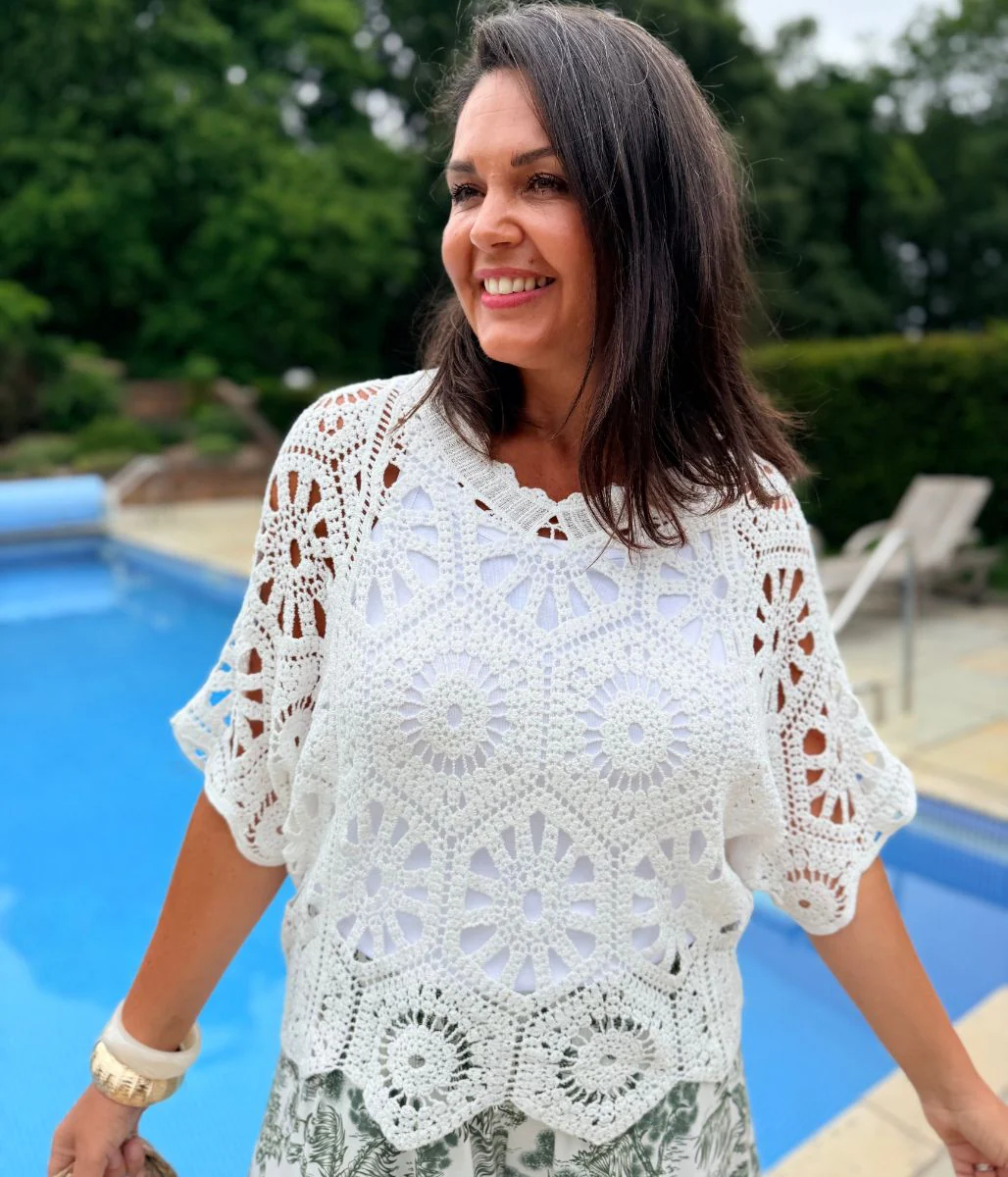 White Mandala Crochet Top - Image 5