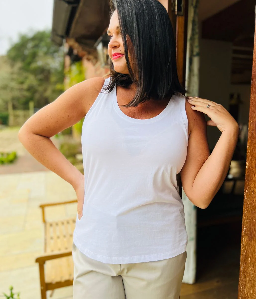 White Relaxed Vest Top - Image 3