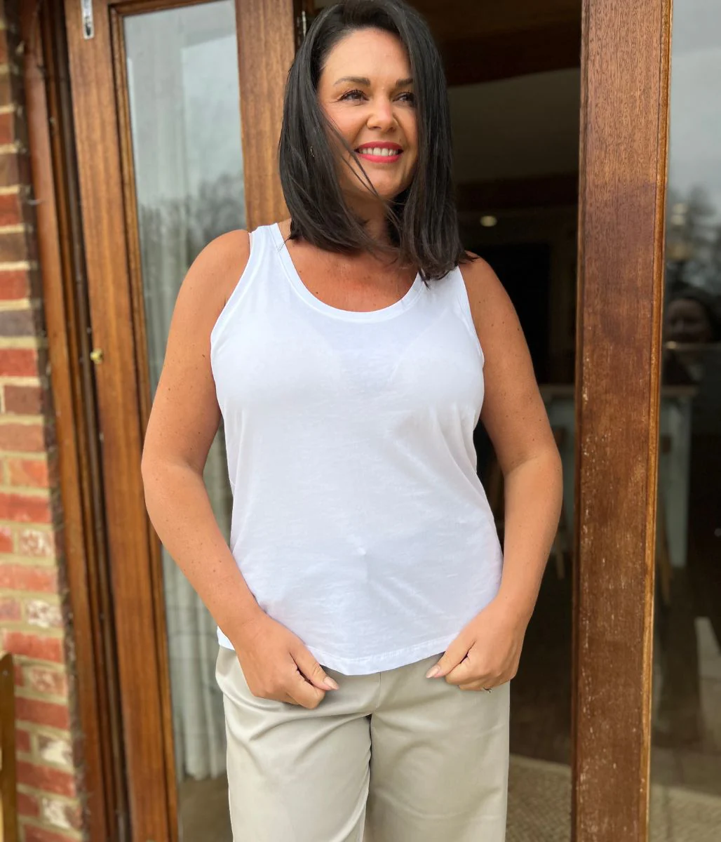 White Relaxed Vest Top - Image 5
