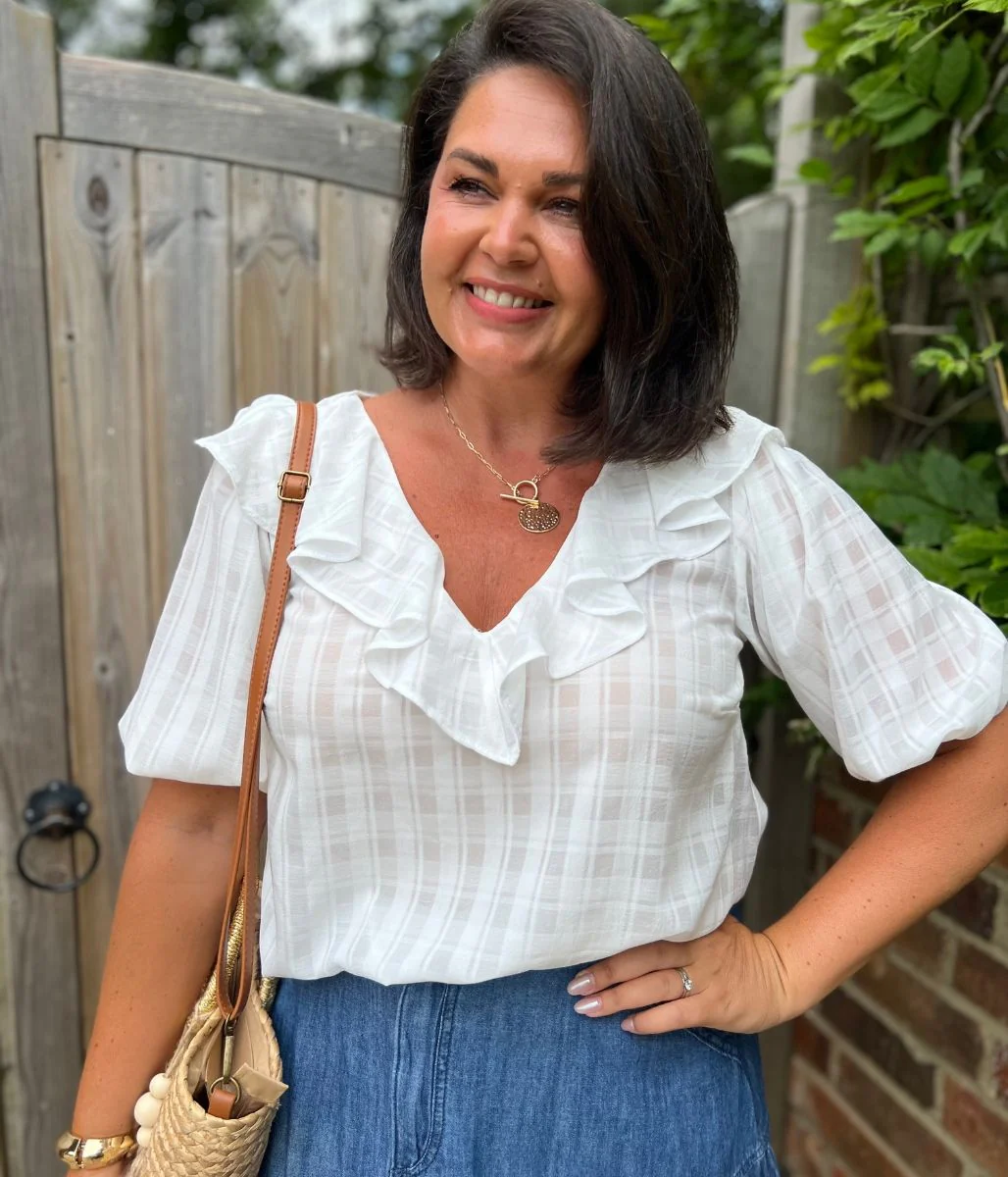 White Ruffle Collar Blouse - Image 3