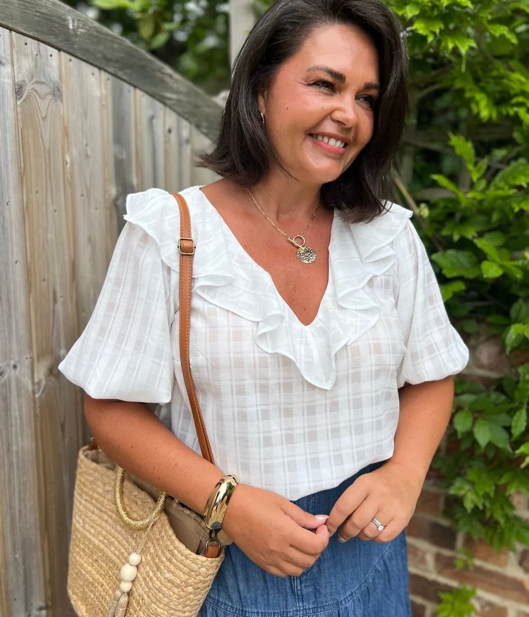 White Ruffle Collar Blouse - Image 6