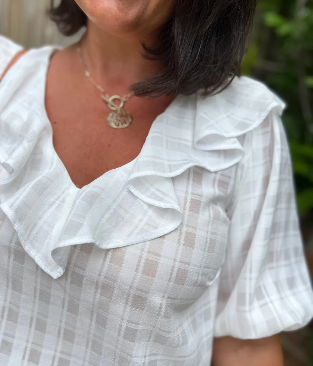 White Ruffle Collar Blouse - Image 8