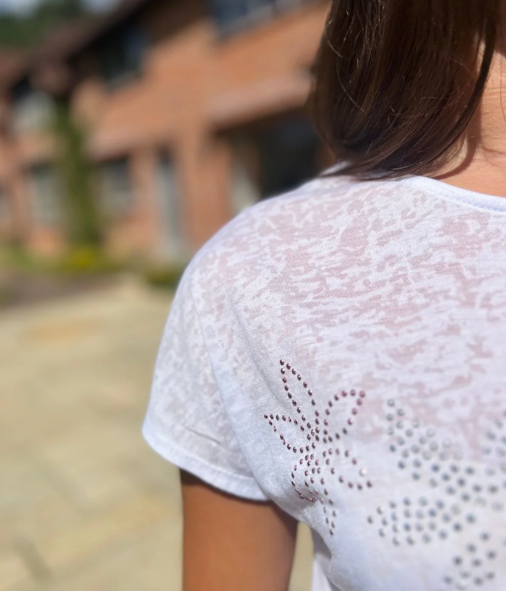 White Sequin Flower Burnout Top - Image 5