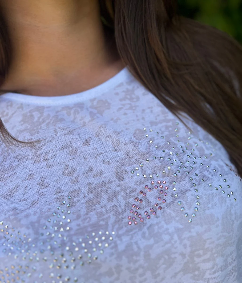 White Sequin Flower Burnout Top - Image 7