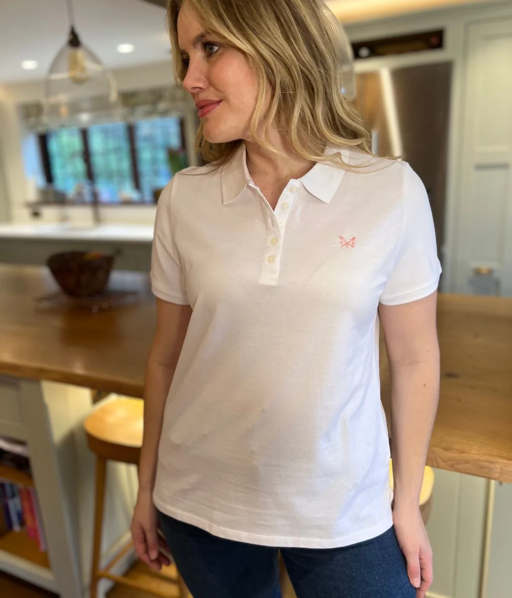 White Short Sleeve Logo Polo Shirt - Image 10