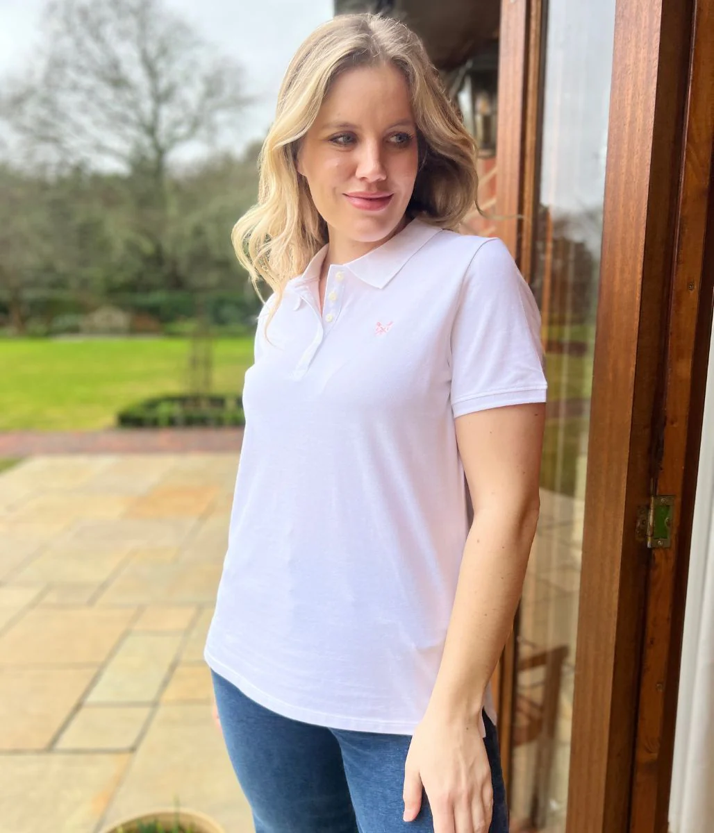 White Short Sleeve Logo Polo Shirt - Image 2
