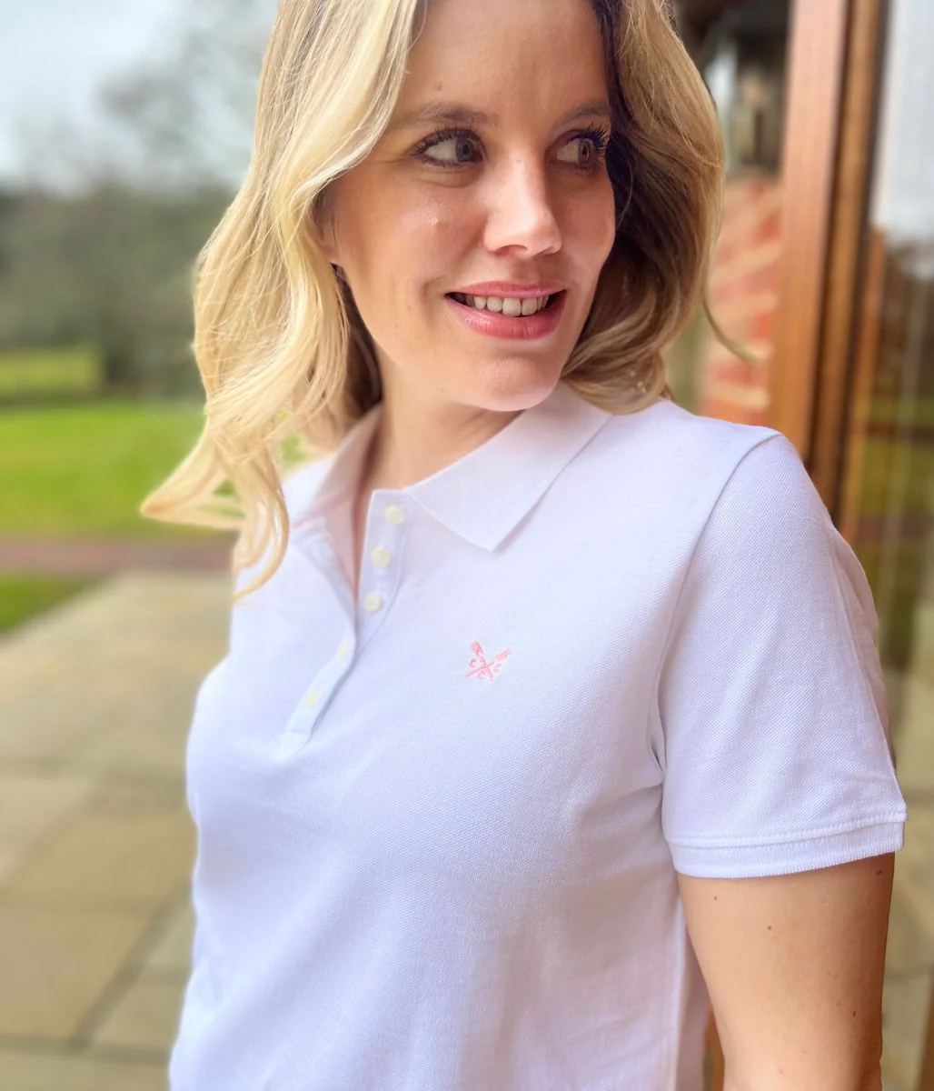 White Short Sleeve Logo Polo Shirt - Image 6