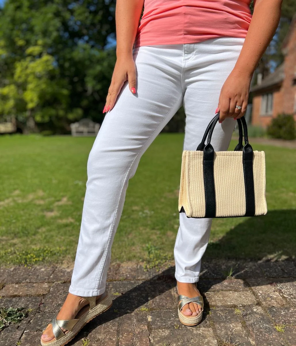 White Slim Ankle Grazer Jeans - Image 8