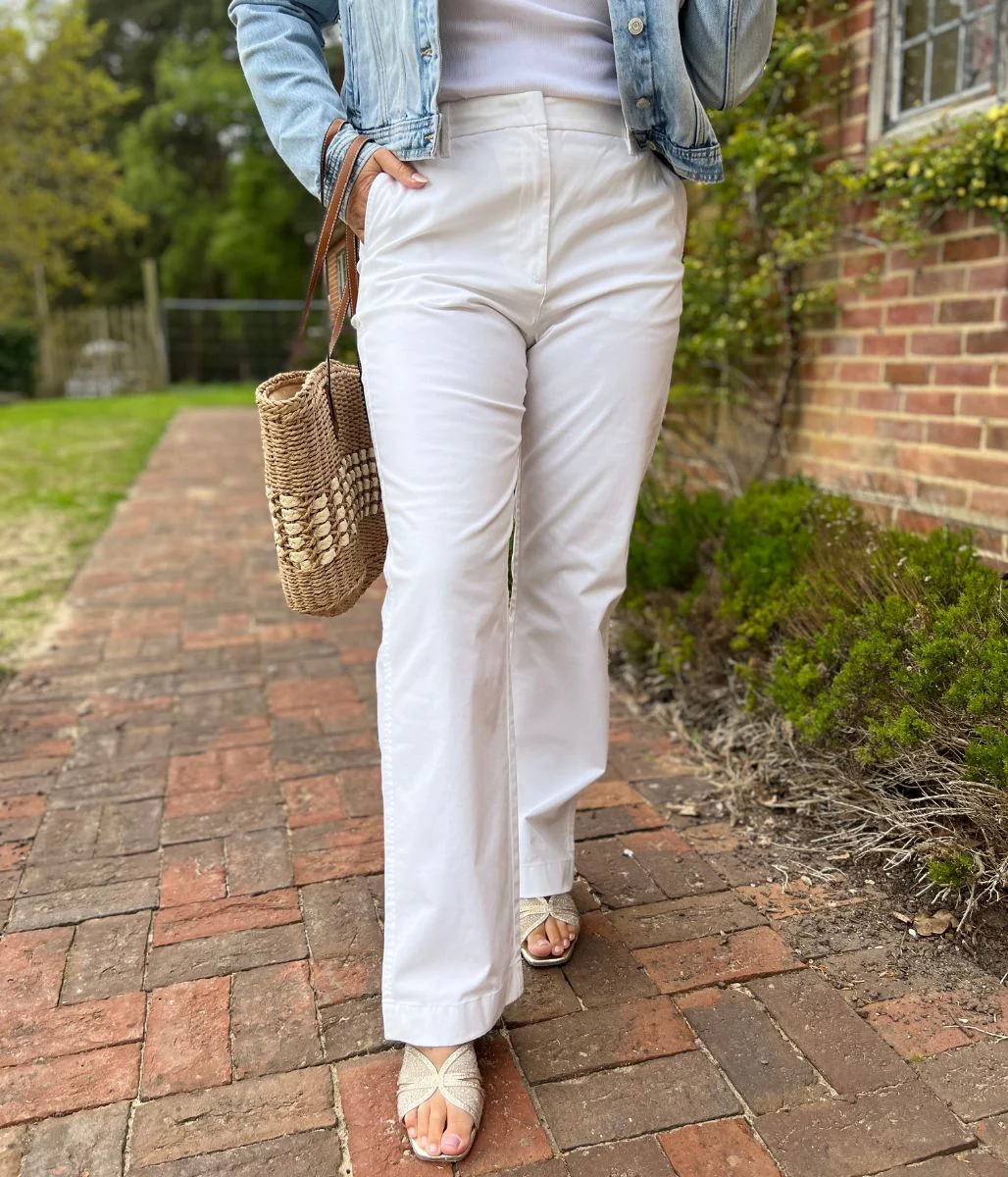White Straight Leg Chino Trousers - Image 4