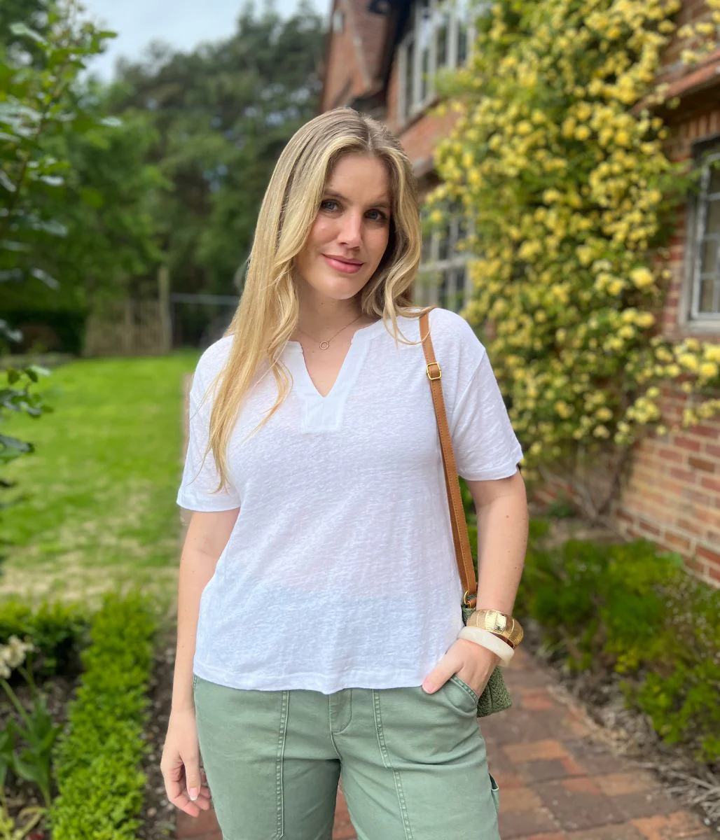 White Stuff Nadine White Linen Blend Tee
