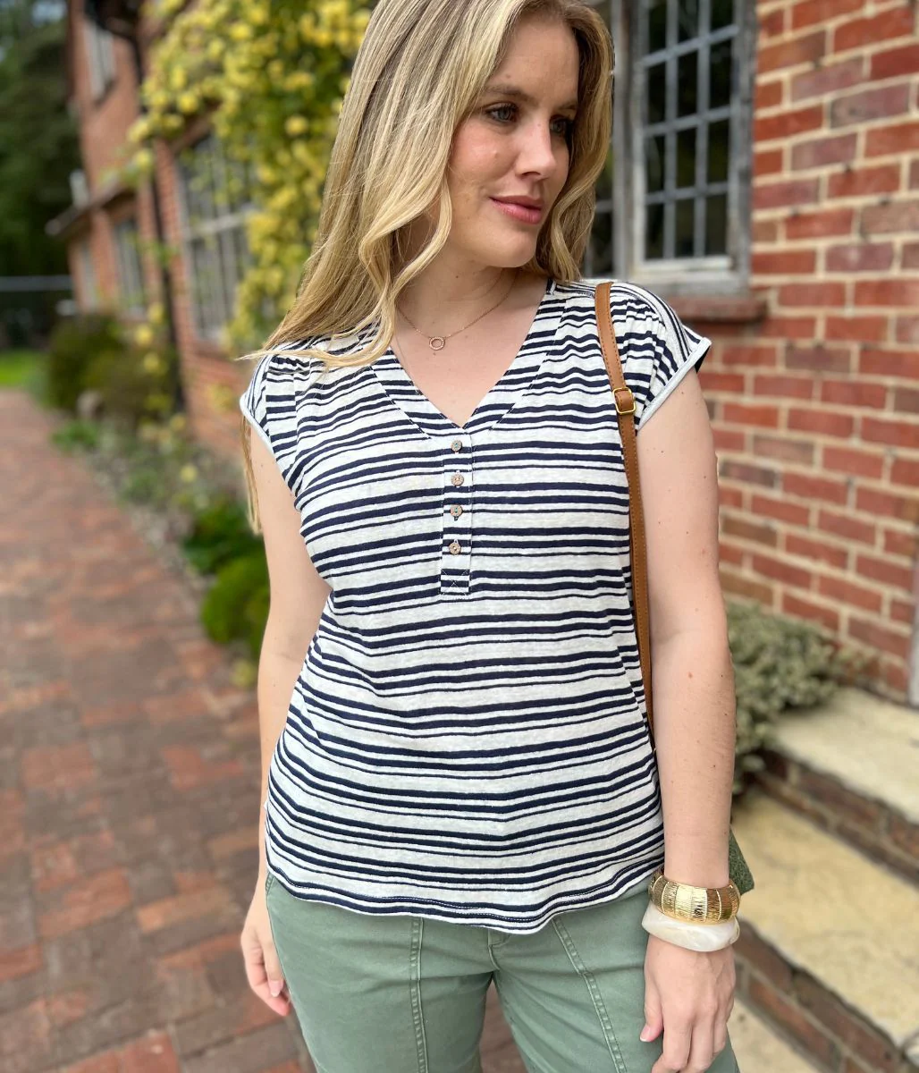 White Stuff Navy Stripe Nina Linen Tee - Image 8