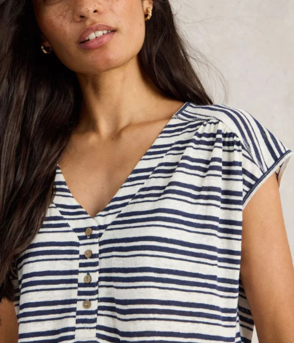 White Stuff Navy Stripe Nina Linen Tee - Image 9