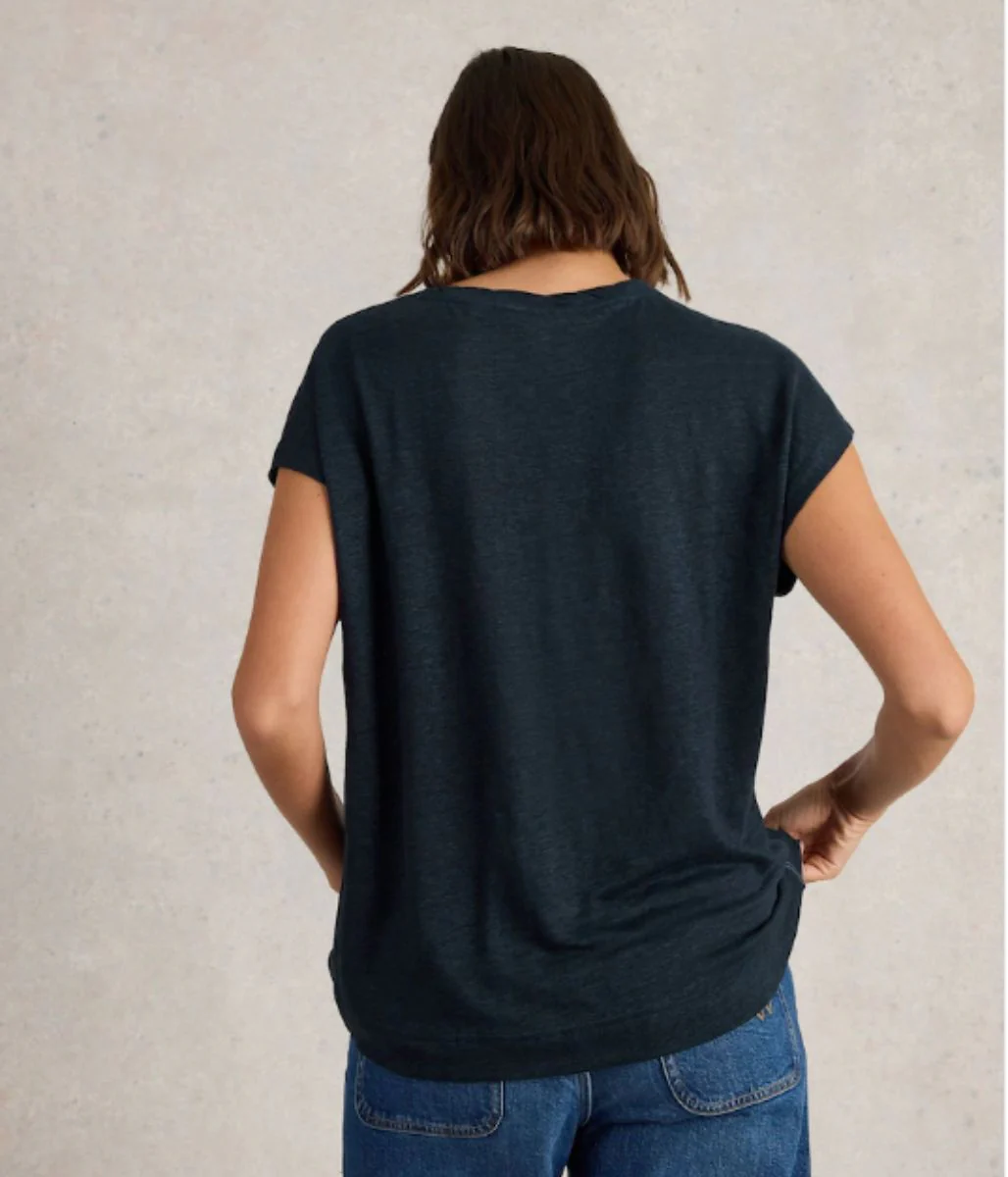 White Stuff Rowan Navy Linen Tee - Image 3