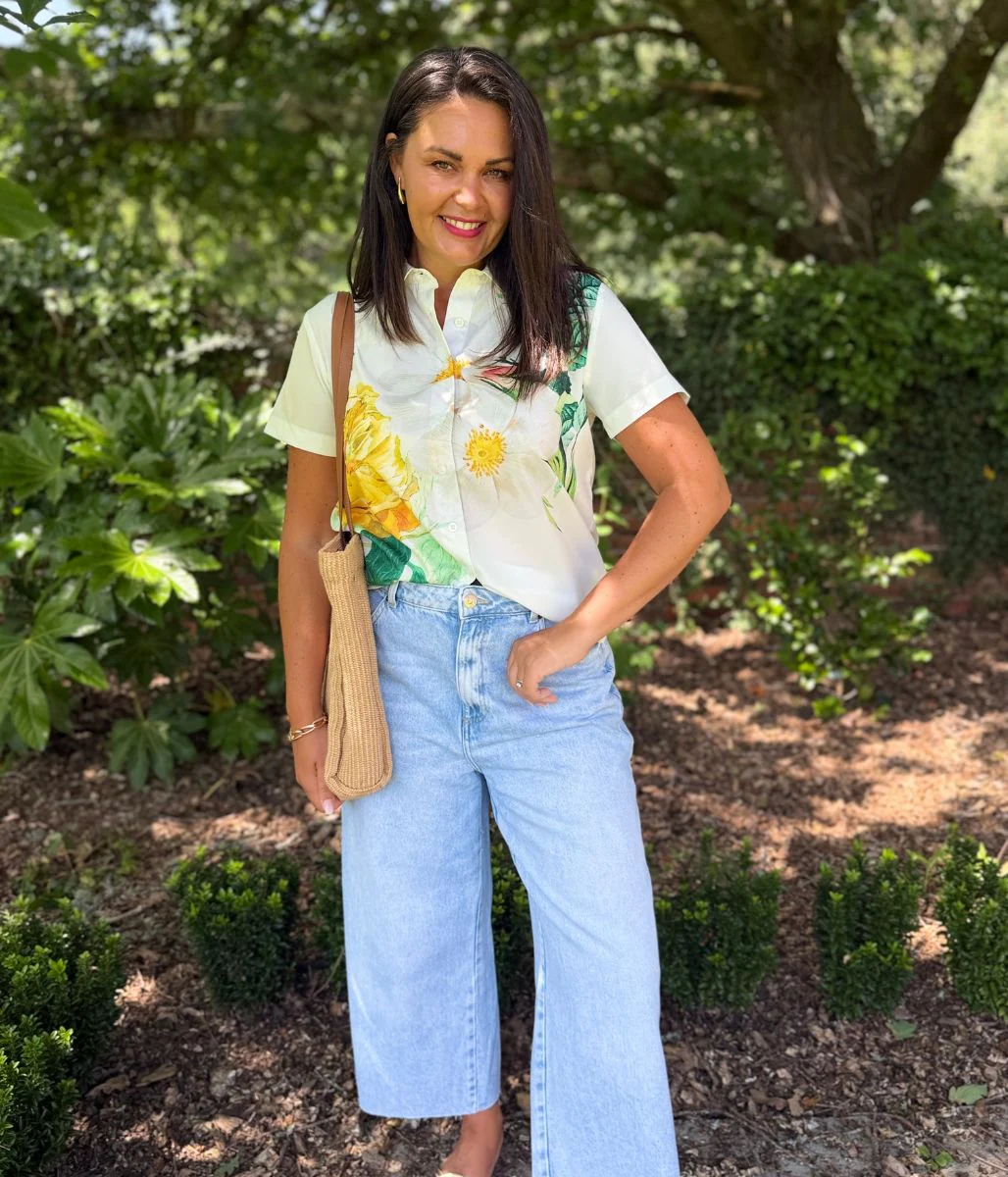 Yellow Floral Short Sleeve Silky Shirt - Image 9