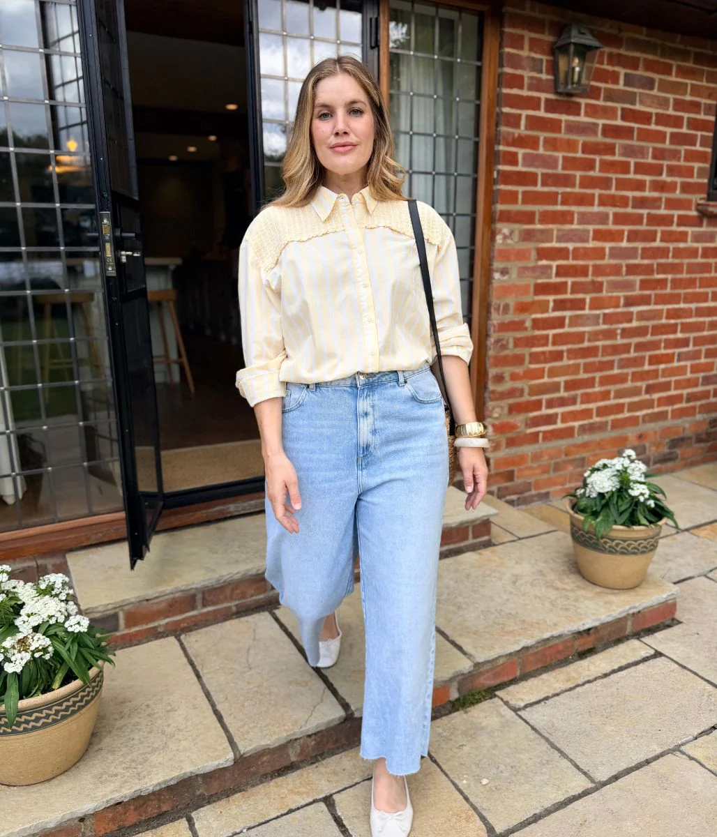Yellow Pure Cotton Shirred Striped Shirt - Image 7